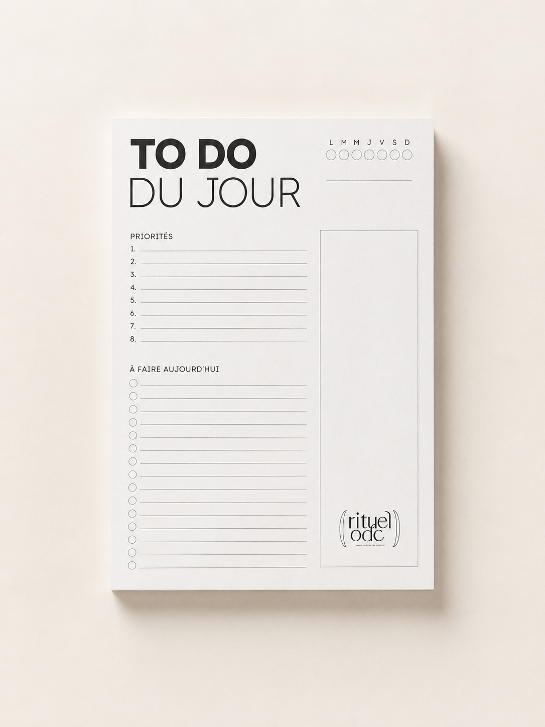 TO DO LIST – ORGANISATION & CHARGE MENTAL